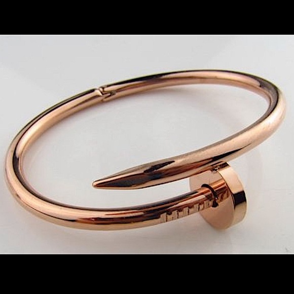 Rose Gold Nail Screw Bangle Bracelet - Picture 5 of 14
